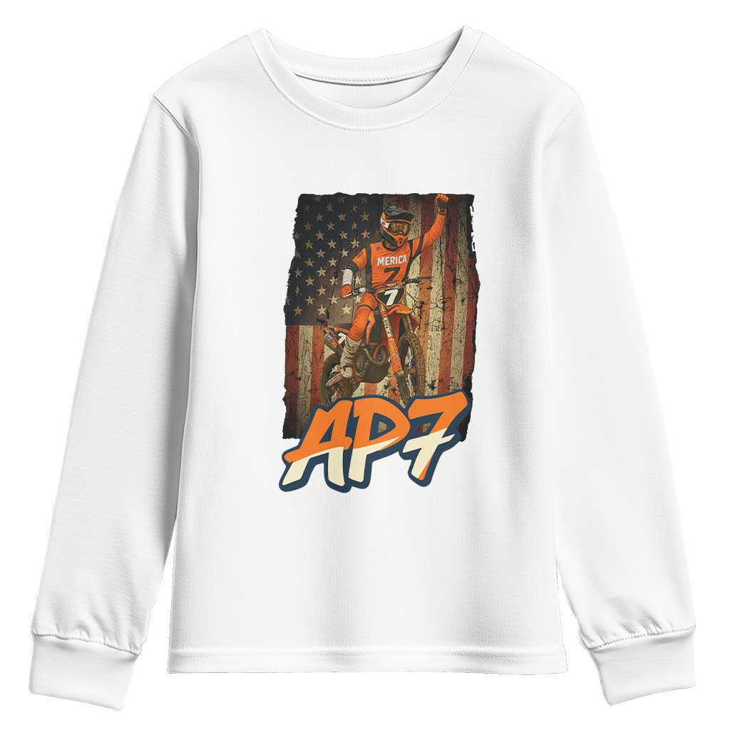 Dirt Bike American Flag Youth Sweatshirt - Wonder Print Shop