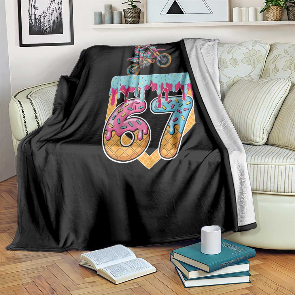 67 Six Seven Meme Throw Blanket Funny Dirt Bike Motocross Ice Cream Drip - Wonder Print Shop