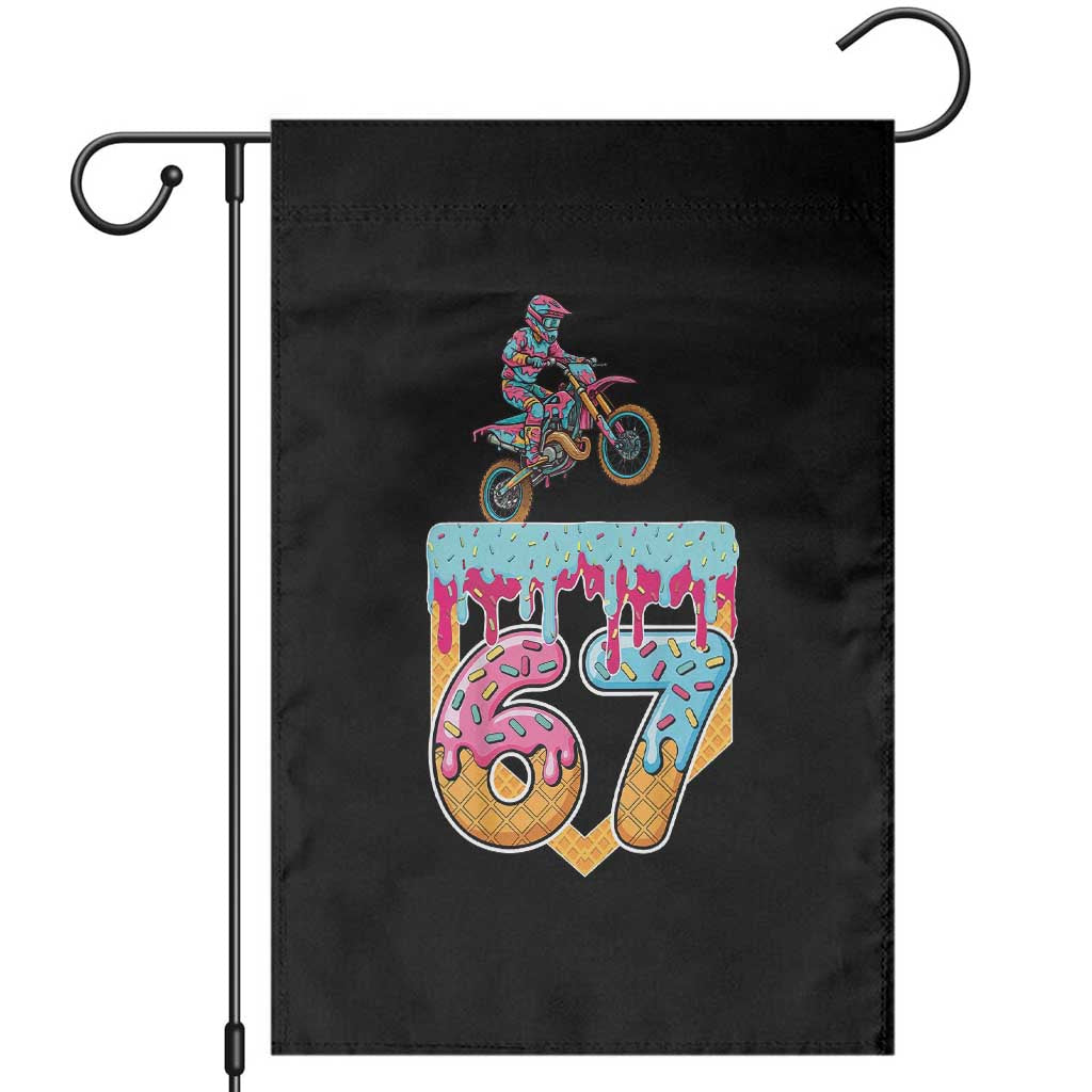 67 Six Seven Meme Garden Flag Funny Dirt Bike Motocross Ice Cream Drip - Wonder Print Shop
