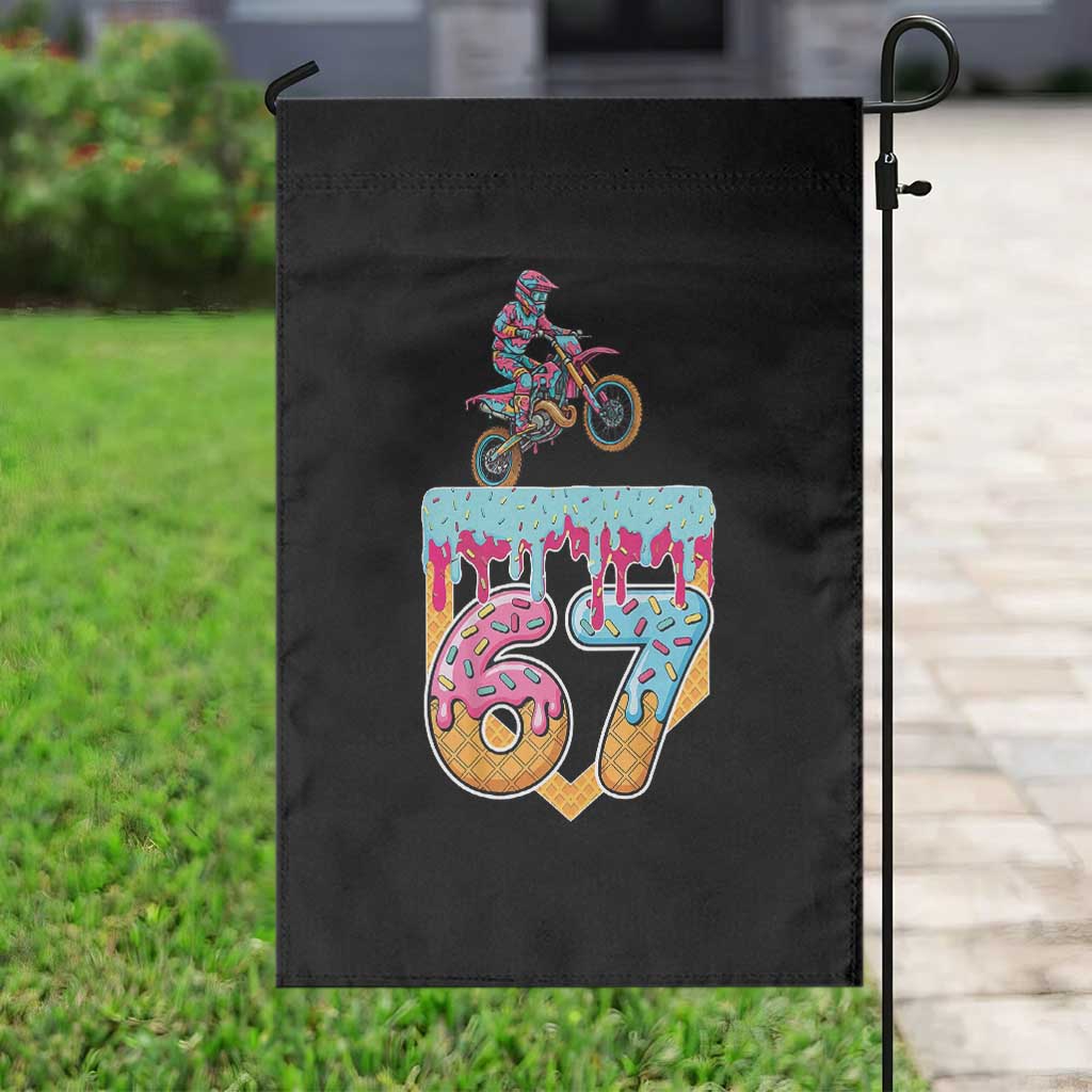 67 Six Seven Meme Garden Flag Funny Dirt Bike Motocross Ice Cream Drip - Wonder Print Shop