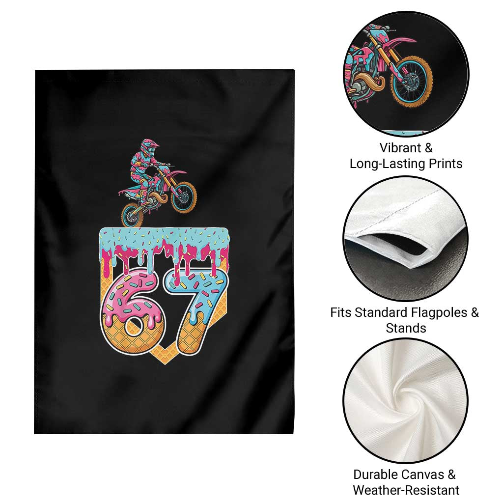 67 Six Seven Meme Garden Flag Funny Dirt Bike Motocross Ice Cream Drip - Wonder Print Shop