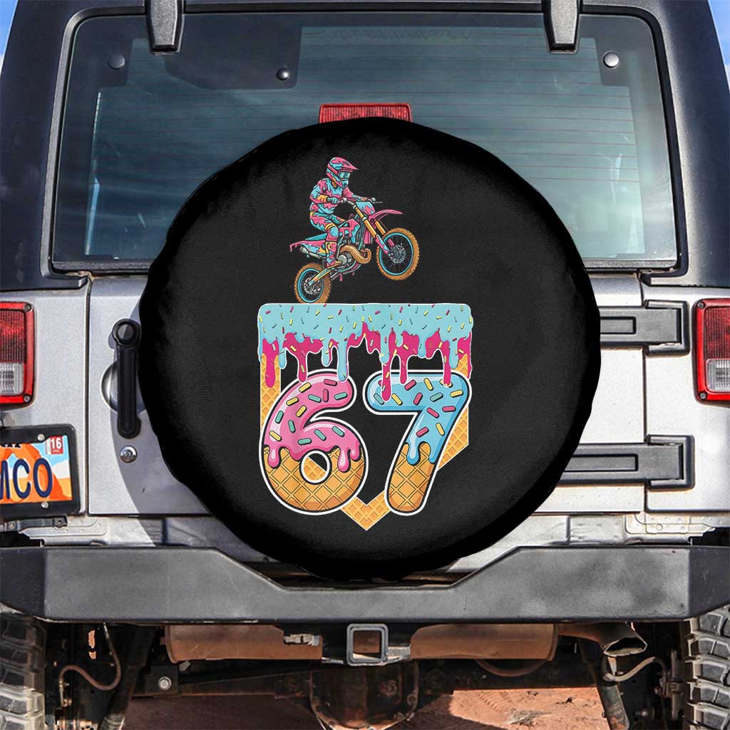 67 Six Seven Meme Spare Tire Cover Funny Dirt Bike Motocross Ice Cream Drip - Wonder Print Shop