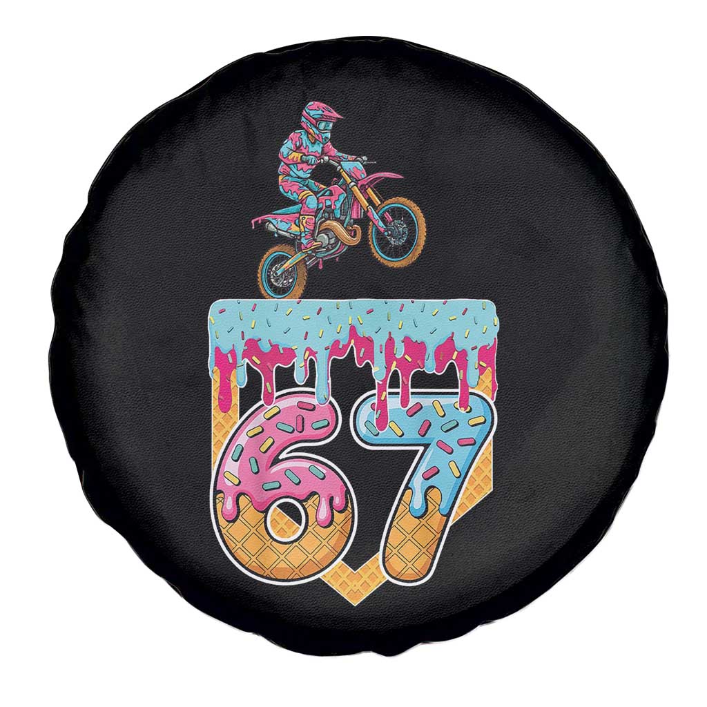 67 Six Seven Meme Spare Tire Cover Funny Dirt Bike Motocross Ice Cream Drip - Wonder Print Shop