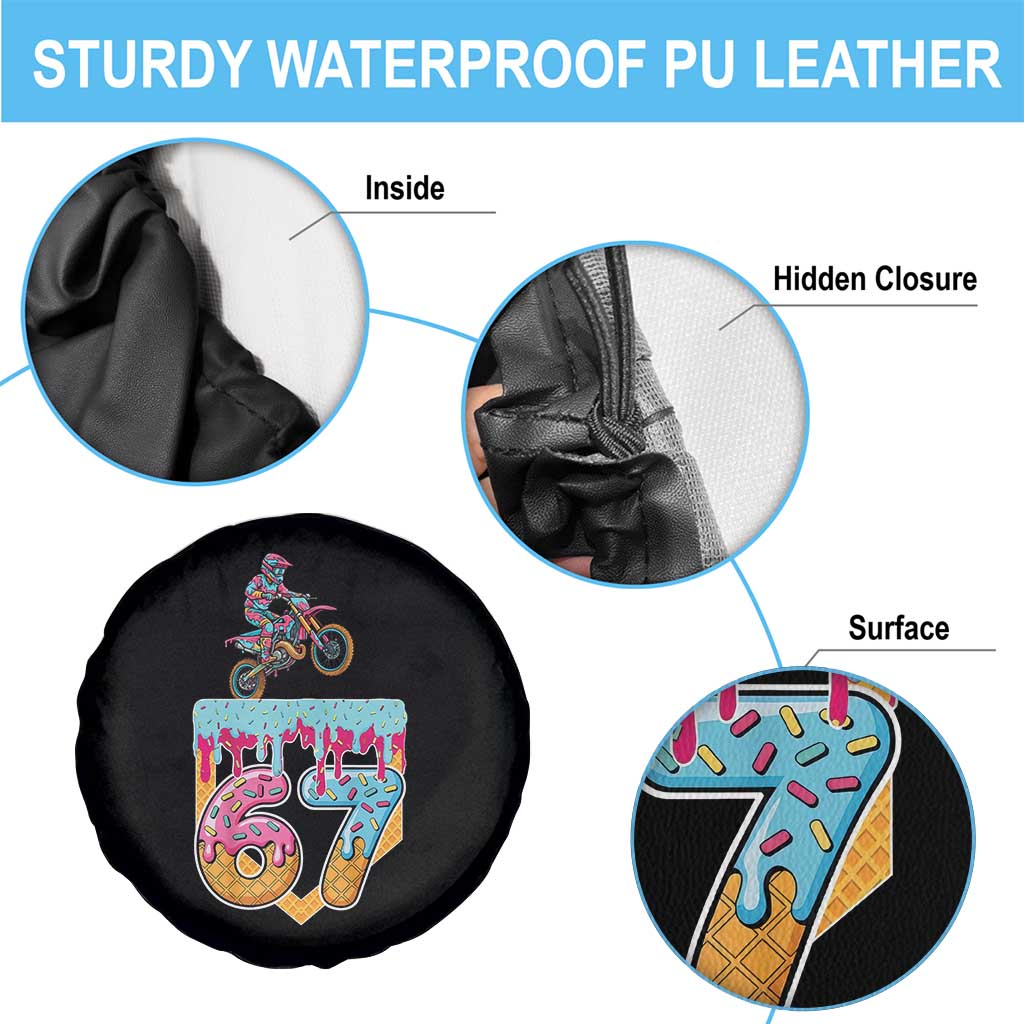 67 Six Seven Meme Spare Tire Cover Funny Dirt Bike Motocross Ice Cream Drip - Wonder Print Shop