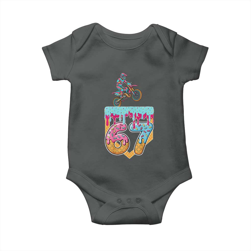 67 Six Seven Meme Baby Onesie Funny Dirt Bike Motocross Ice Cream Drip - Wonder Print Shop