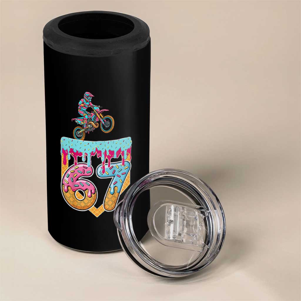 67 Six Seven Meme 4 in 1 Can Cooler Tumbler Funny Dirt Bike Motocross Ice Cream Drip - Wonder Print Shop