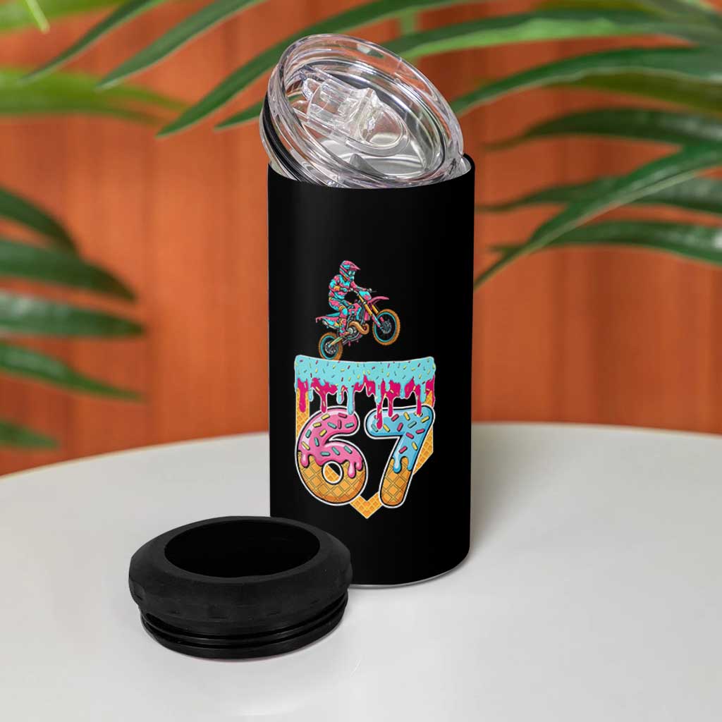 67 Six Seven Meme 4 in 1 Can Cooler Tumbler Funny Dirt Bike Motocross Ice Cream Drip - Wonder Print Shop