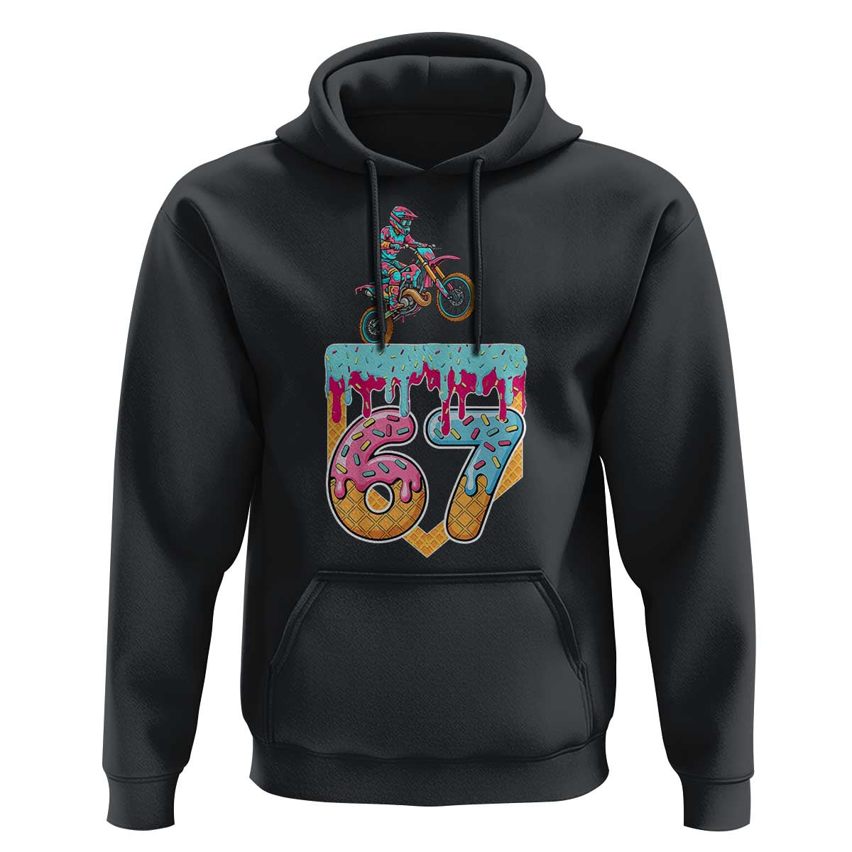 67 Six Seven Meme Hoodie Funny Dirt Bike Motocross Ice Cream Drip - Wonder Print Shop