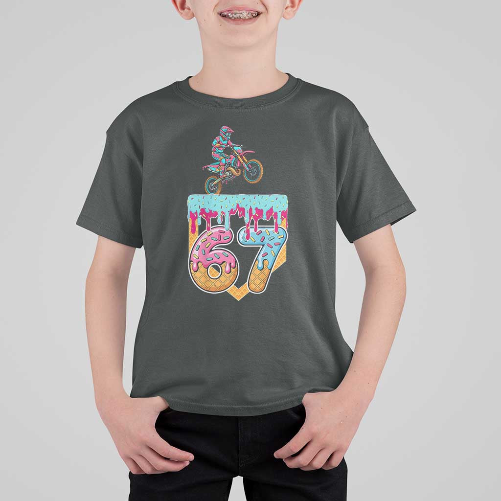 67 Six Seven Meme T Shirt For Kid Funny Dirt Bike Motocross Ice Cream Drip - Wonder Print Shop
