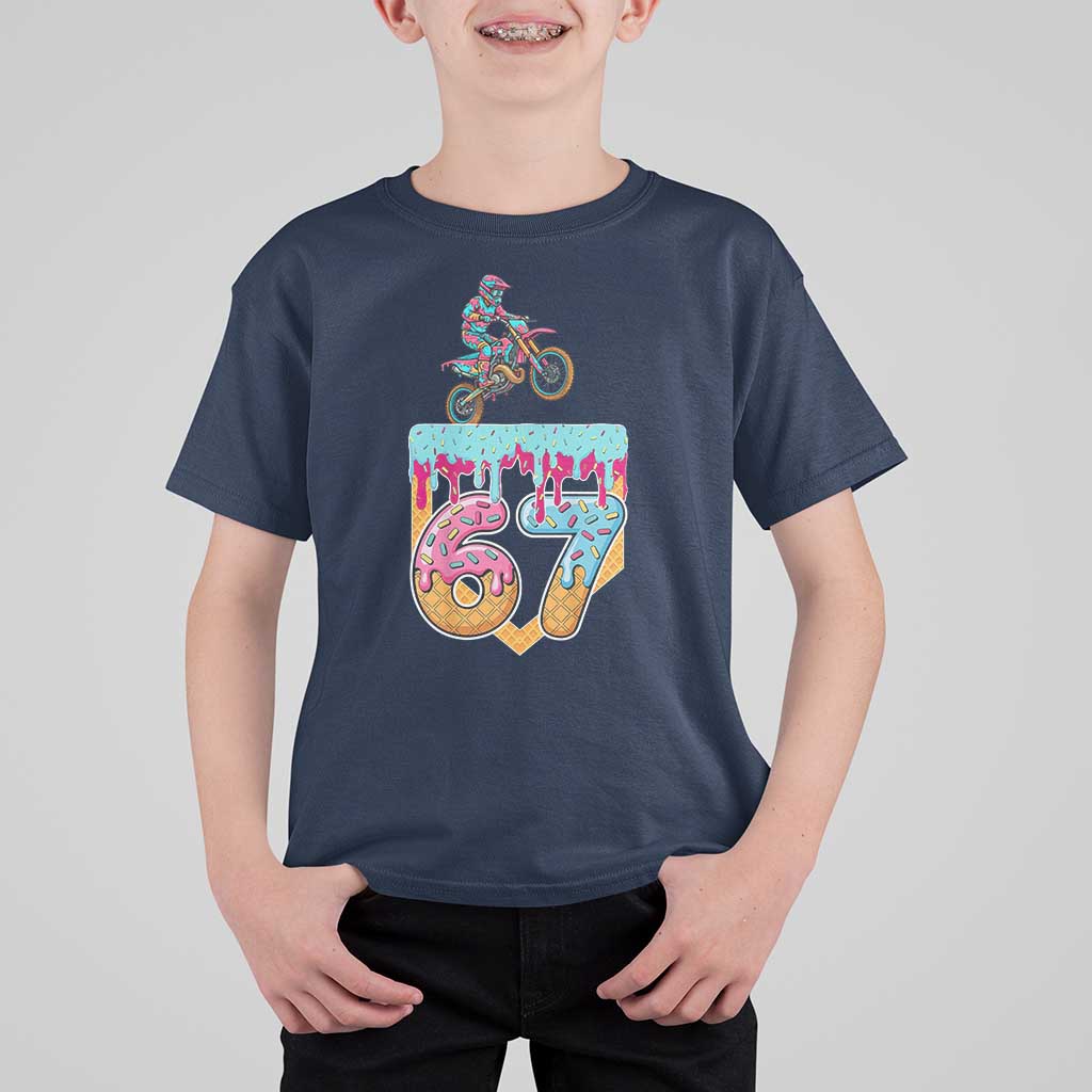 67 Six Seven Meme T Shirt For Kid Funny Dirt Bike Motocross Ice Cream Drip - Wonder Print Shop