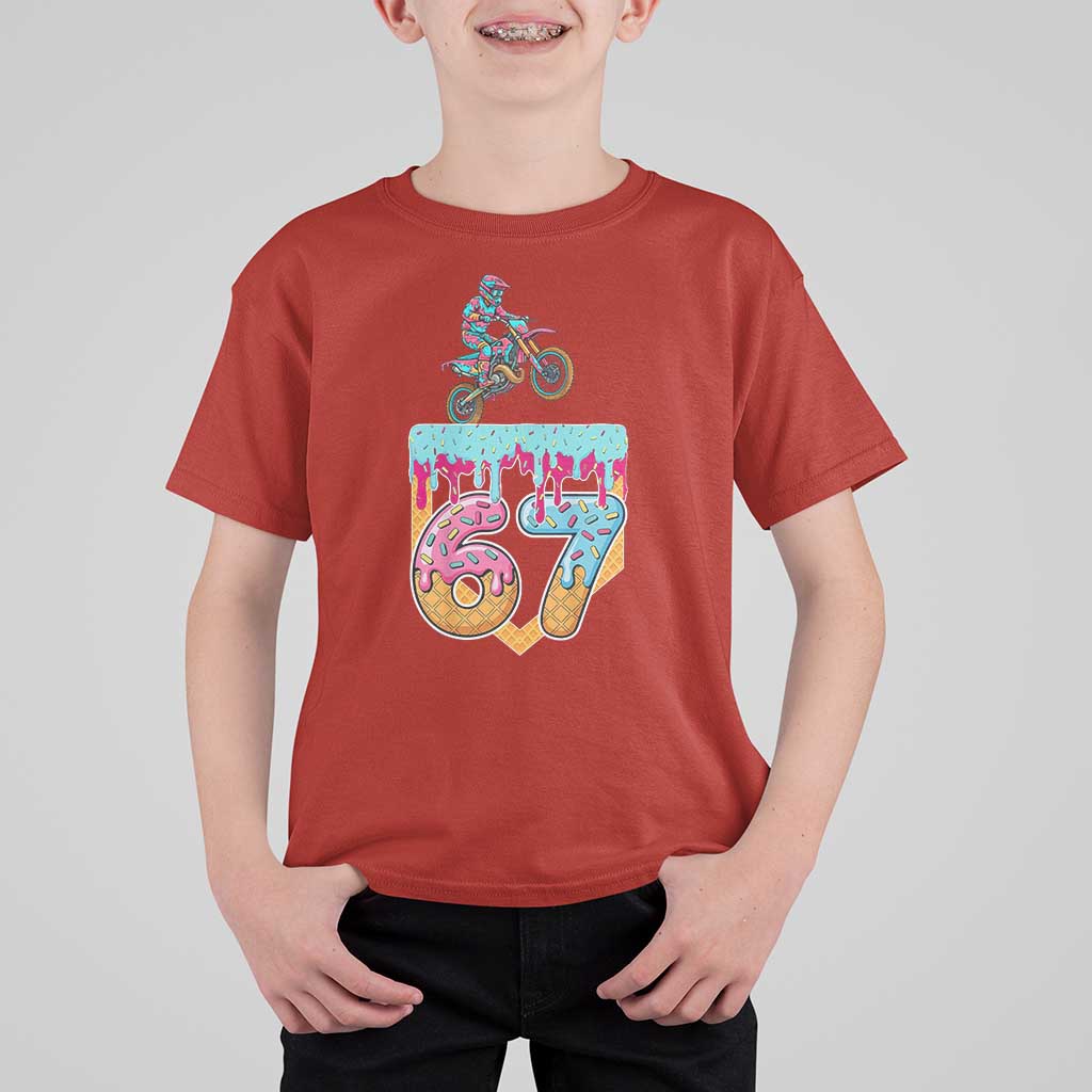 67 Six Seven Meme T Shirt For Kid Funny Dirt Bike Motocross Ice Cream Drip - Wonder Print Shop