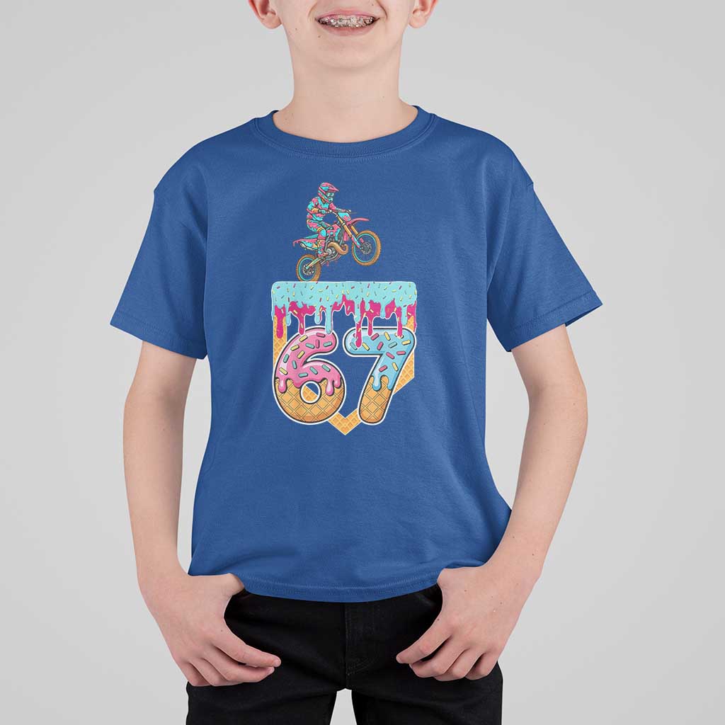 67 Six Seven Meme T Shirt For Kid Funny Dirt Bike Motocross Ice Cream Drip - Wonder Print Shop