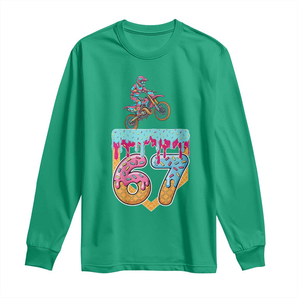 67 Six Seven Meme Long Sleeve Shirt Funny Dirt Bike Motocross Ice Cream Drip - Wonder Print Shop