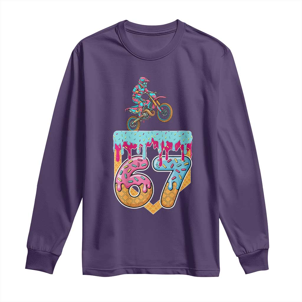 67 Six Seven Meme Long Sleeve Shirt Funny Dirt Bike Motocross Ice Cream Drip - Wonder Print Shop