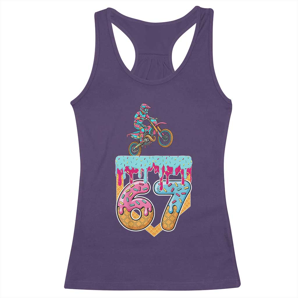 67 Six Seven Meme Racerback Tank Top Funny Dirt Bike Motocross Ice Cream Drip - Wonder Print Shop