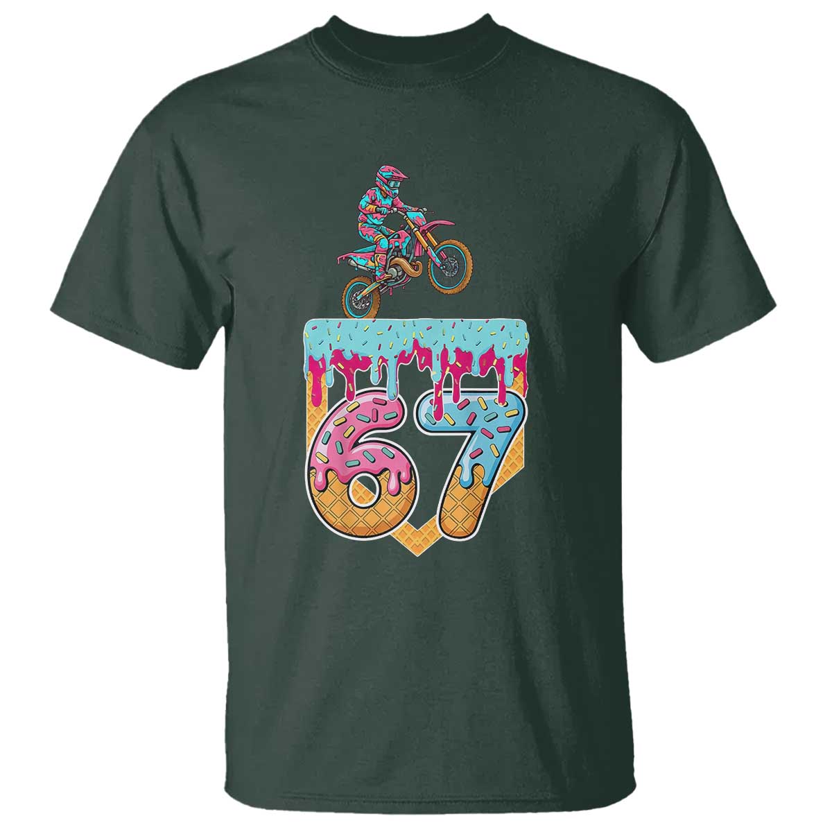 67 Six Seven Meme T Shirt Funny Dirt Bike Motocross Ice Cream Drip - Wonder Print Shop