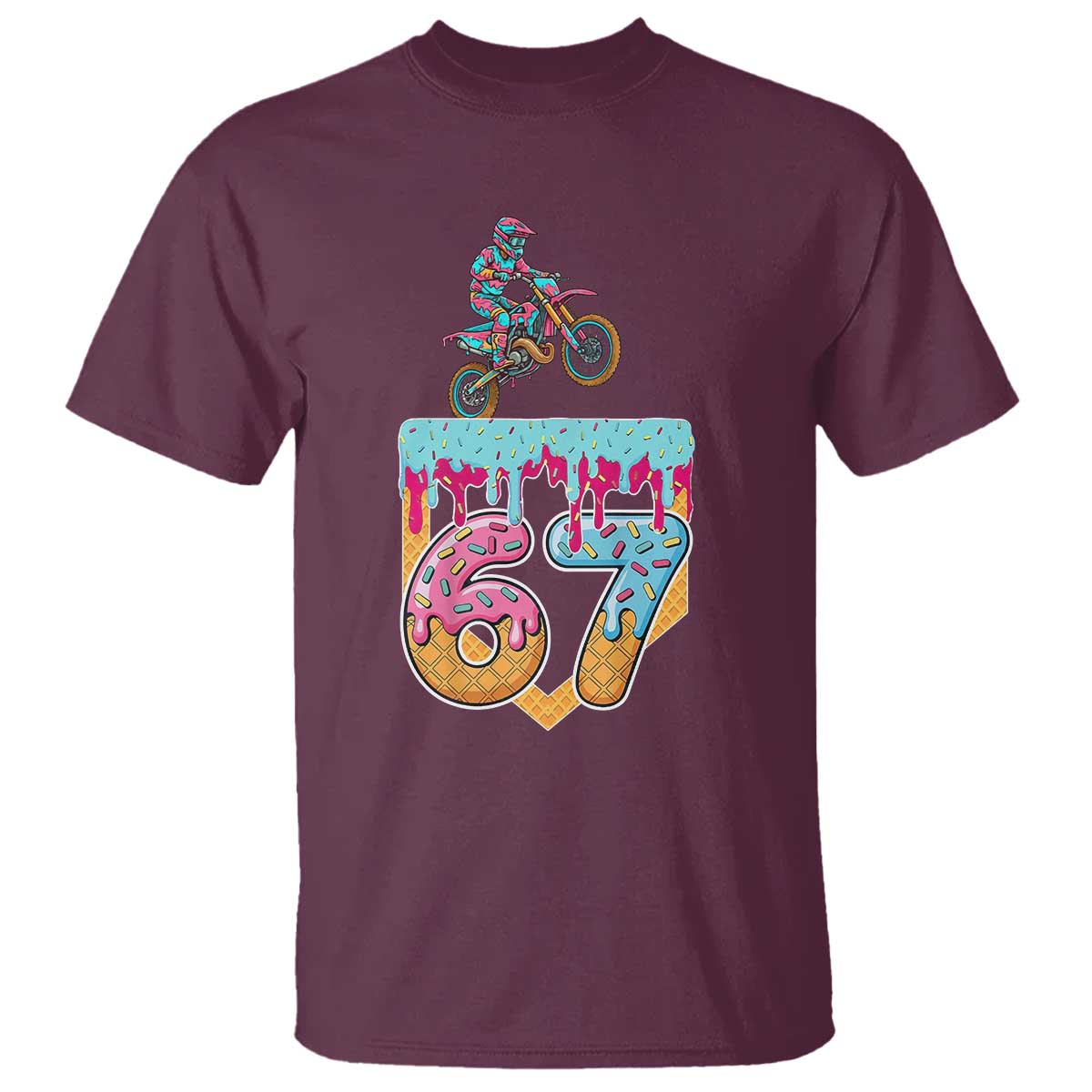 67 Six Seven Meme T Shirt Funny Dirt Bike Motocross Ice Cream Drip - Wonder Print Shop