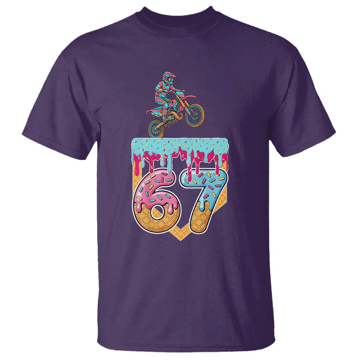 67 Six Seven Meme T Shirt Funny Dirt Bike Motocross Ice Cream Drip - Wonder Print Shop