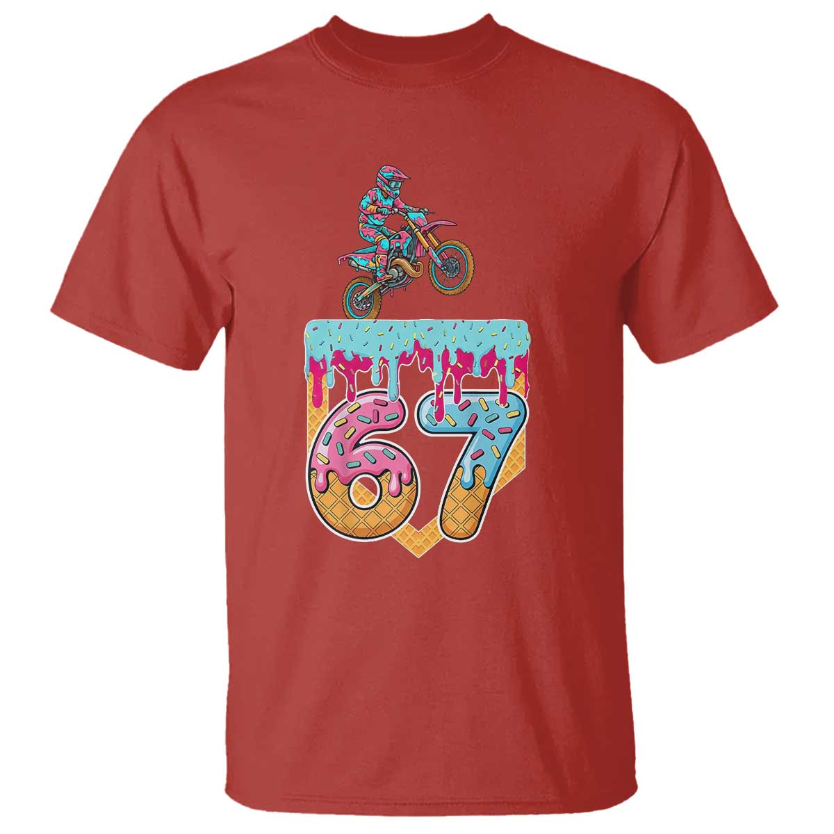 67 Six Seven Meme T Shirt Funny Dirt Bike Motocross Ice Cream Drip - Wonder Print Shop