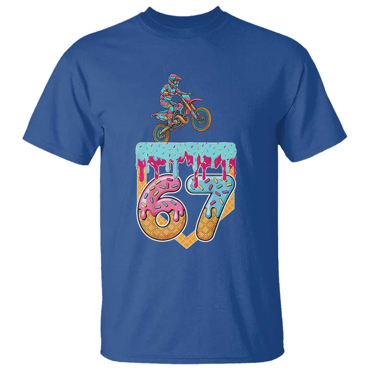 67 Six Seven Meme T Shirt Funny Dirt Bike Motocross Ice Cream Drip - Wonder Print Shop