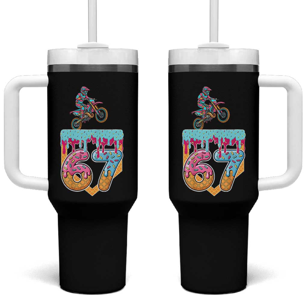 67 Six Seven Meme Tumbler With Handle Funny Dirt Bike Motocross Ice Cream Drip - Wonder Print Shop