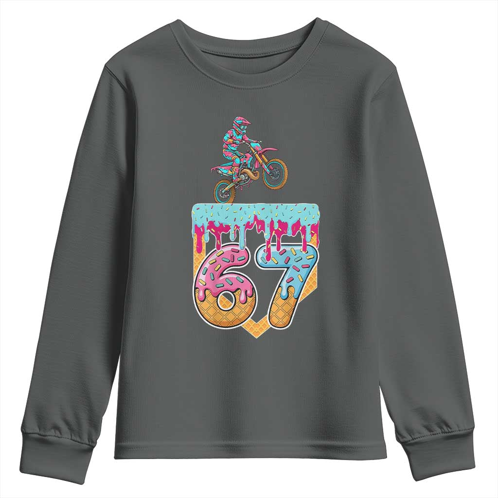 67 Six Seven Meme Youth Sweatshirt Funny Dirt Bike Motocross Ice Cream Drip - Wonder Print Shop