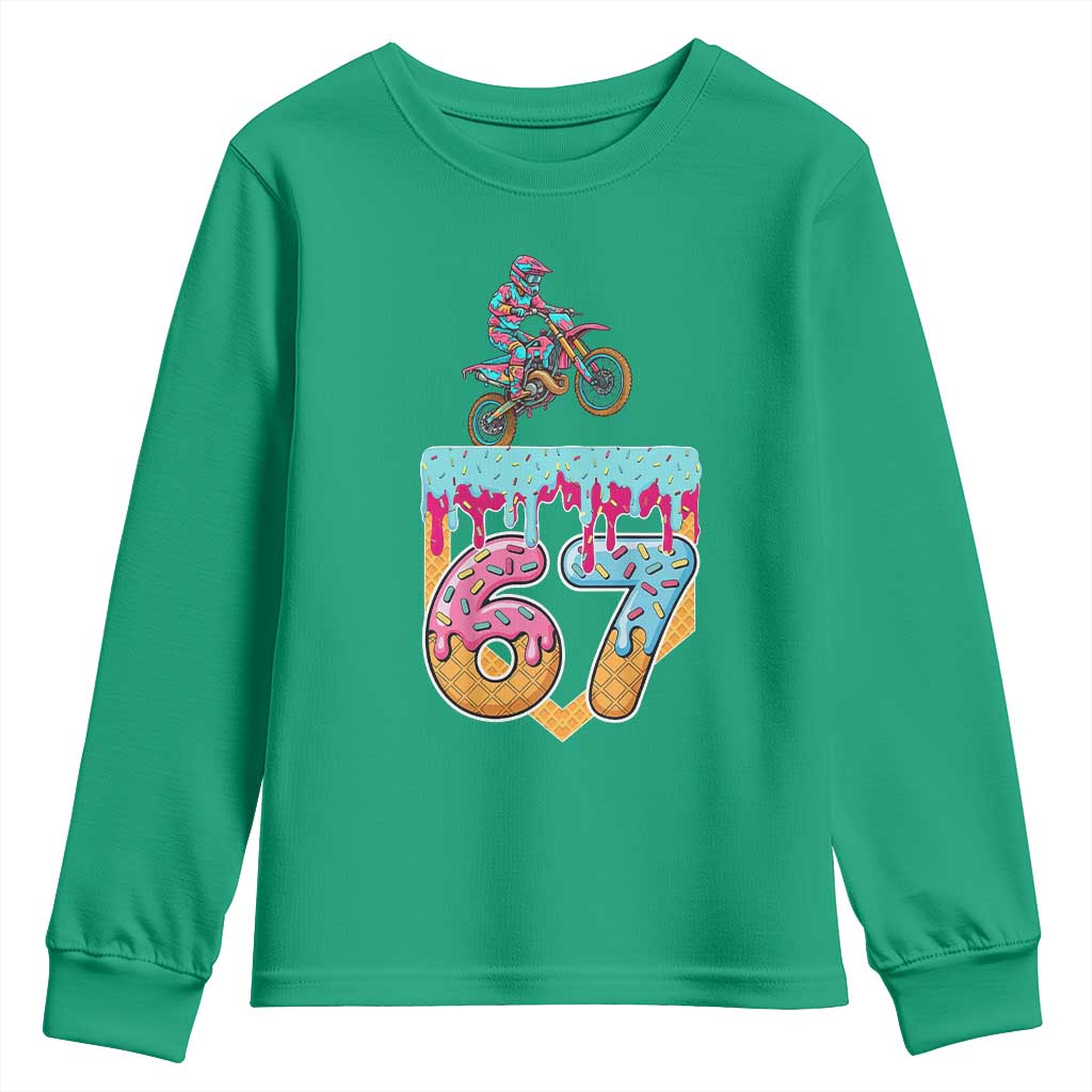 67 Six Seven Meme Youth Sweatshirt Funny Dirt Bike Motocross Ice Cream Drip - Wonder Print Shop