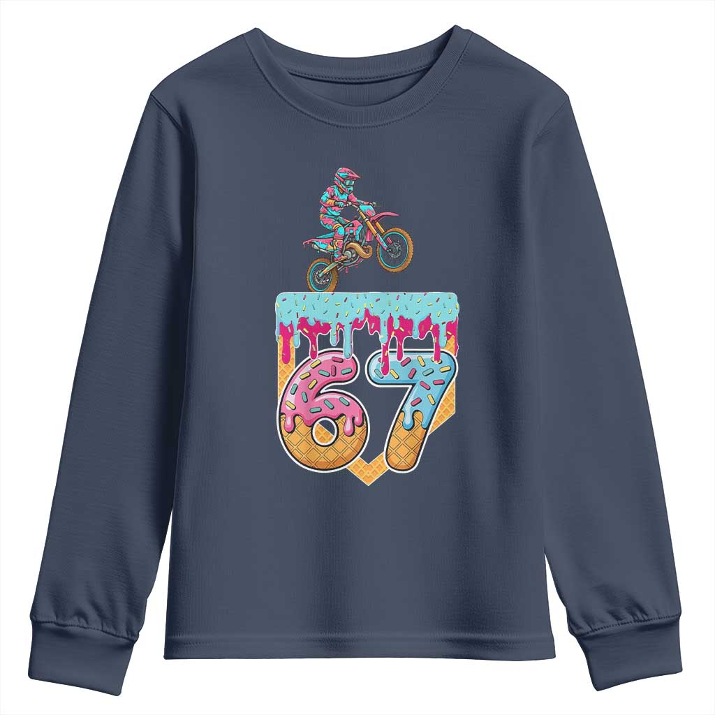 67 Six Seven Meme Youth Sweatshirt Funny Dirt Bike Motocross Ice Cream Drip - Wonder Print Shop