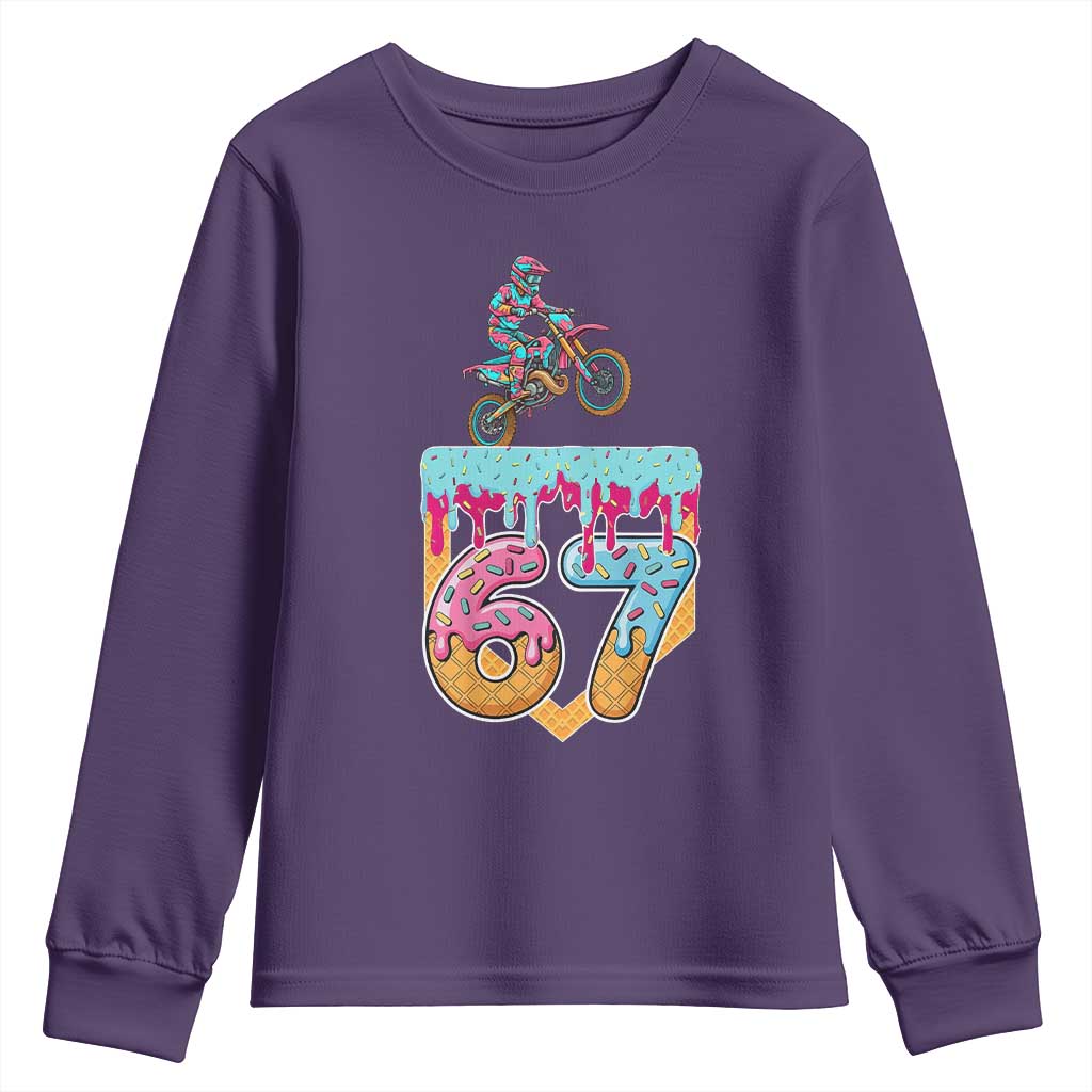 67 Six Seven Meme Youth Sweatshirt Funny Dirt Bike Motocross Ice Cream Drip - Wonder Print Shop