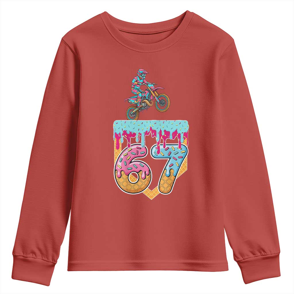 67 Six Seven Meme Youth Sweatshirt Funny Dirt Bike Motocross Ice Cream Drip - Wonder Print Shop
