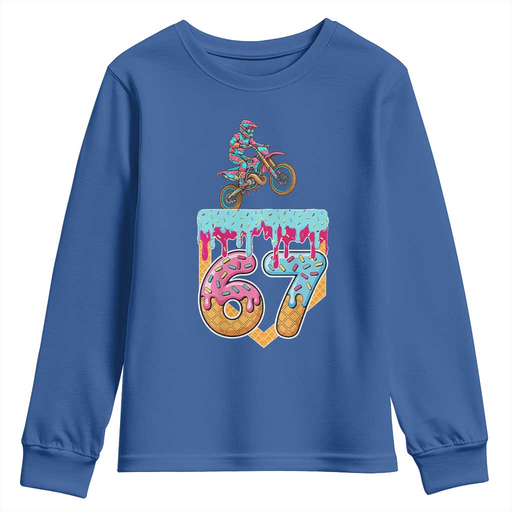67 Six Seven Meme Youth Sweatshirt Funny Dirt Bike Motocross Ice Cream Drip - Wonder Print Shop