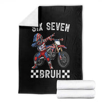 67 Bruh Meme Throw Blanket Funny Six Seven Dirt Bike Patriotic American Flag - Wonder Print Shop