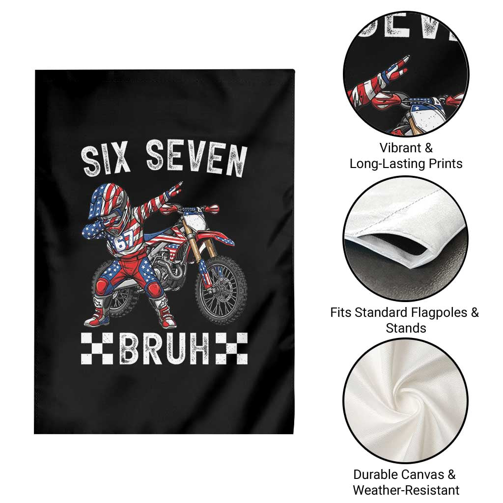 67 Bruh Meme Garden Flag Funny Six Seven Dirt Bike Patriotic American Flag - Wonder Print Shop