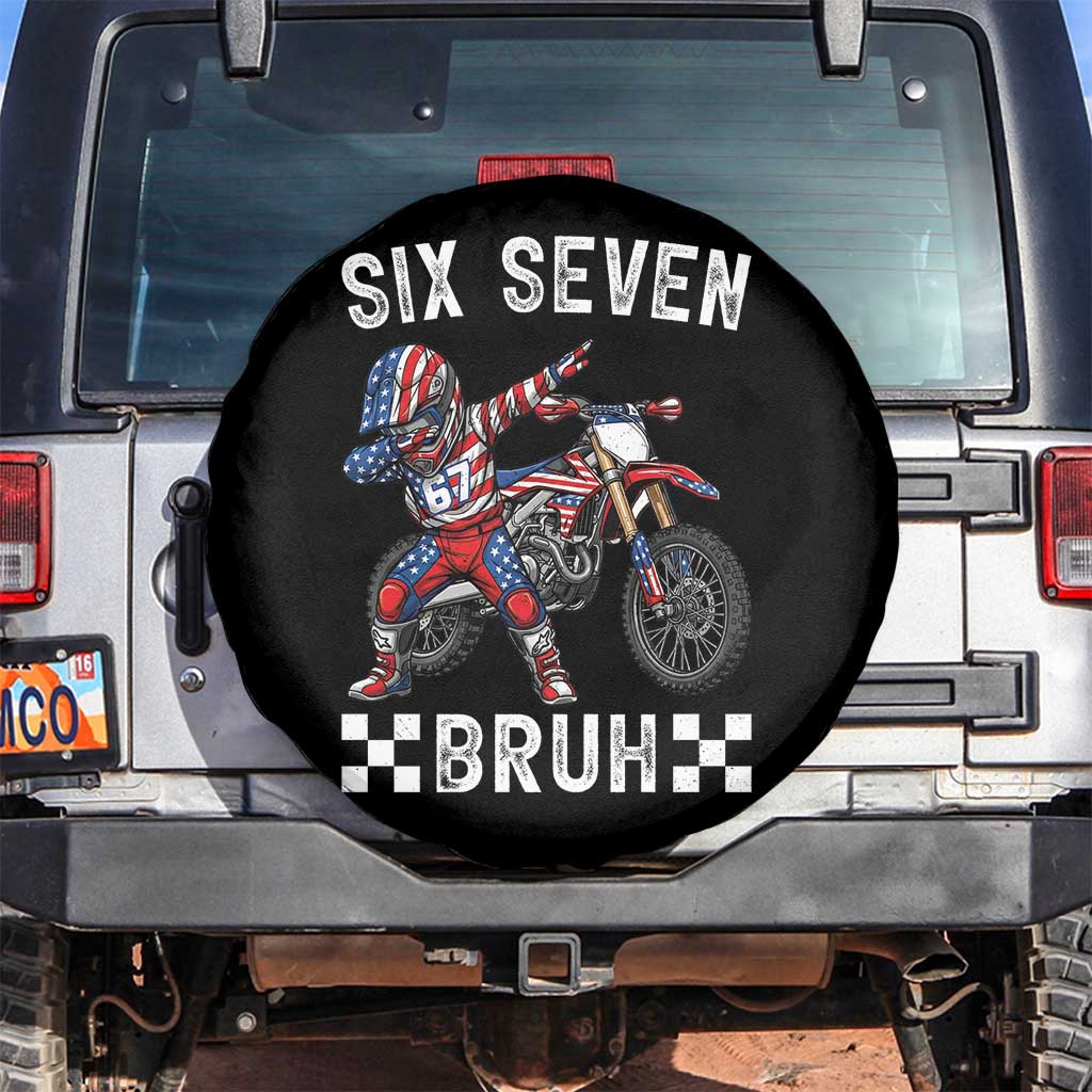 67 Bruh Meme Spare Tire Cover Funny Six Seven Dirt Bike Patriotic American Flag - Wonder Print Shop