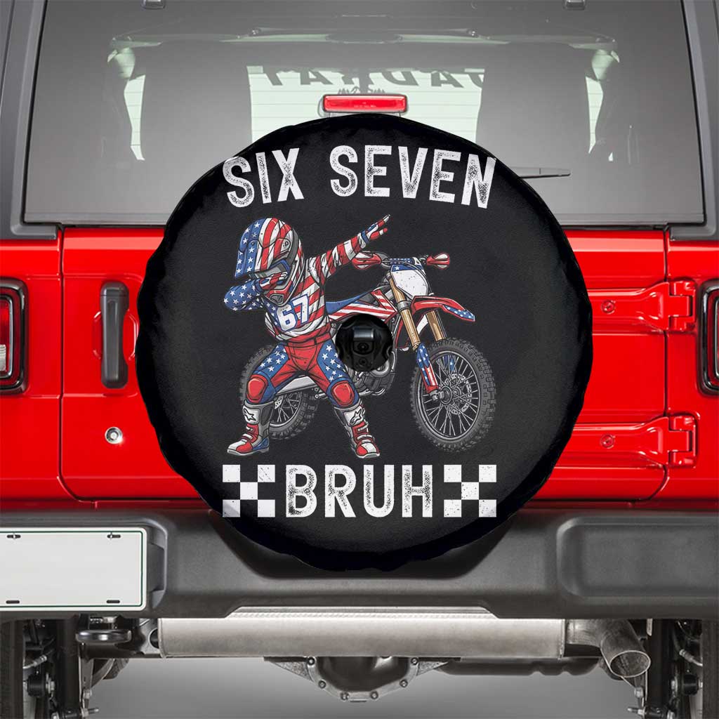 67 Bruh Meme Spare Tire Cover Funny Six Seven Dirt Bike Patriotic American Flag - Wonder Print Shop