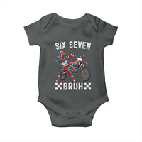 67 Bruh Meme Baby Onesie Funny Six Seven Dirt Bike Patriotic American Flag - Wonder Print Shop