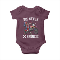 67 Bruh Meme Baby Onesie Funny Six Seven Dirt Bike Patriotic American Flag - Wonder Print Shop