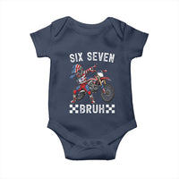 67 Bruh Meme Baby Onesie Funny Six Seven Dirt Bike Patriotic American Flag - Wonder Print Shop