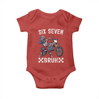 67 Bruh Meme Baby Onesie Funny Six Seven Dirt Bike Patriotic American Flag - Wonder Print Shop