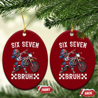 67 Bruh Meme Ceramic Ornament Funny Six Seven Dirt Bike Patriotic American Flag - Wonder Print Shop