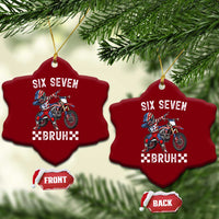 67 Bruh Meme Ceramic Ornament Funny Six Seven Dirt Bike Patriotic American Flag - Wonder Print Shop