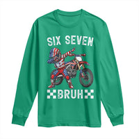 67 Bruh Meme Long Sleeve Shirt Funny Six Seven Dirt Bike Patriotic American Flag - Wonder Print Shop