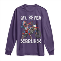 67 Bruh Meme Long Sleeve Shirt Funny Six Seven Dirt Bike Patriotic American Flag - Wonder Print Shop