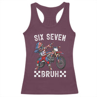 67 Bruh Meme Racerback Tank Top Funny Six Seven Dirt Bike Patriotic American Flag - Wonder Print Shop