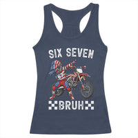 67 Bruh Meme Racerback Tank Top Funny Six Seven Dirt Bike Patriotic American Flag - Wonder Print Shop