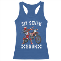 67 Bruh Meme Racerback Tank Top Funny Six Seven Dirt Bike Patriotic American Flag - Wonder Print Shop