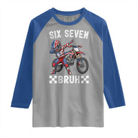 67 Bruh Meme Raglan Shirt Funny Six Seven Dirt Bike Patriotic American Flag - Wonder Print Shop
