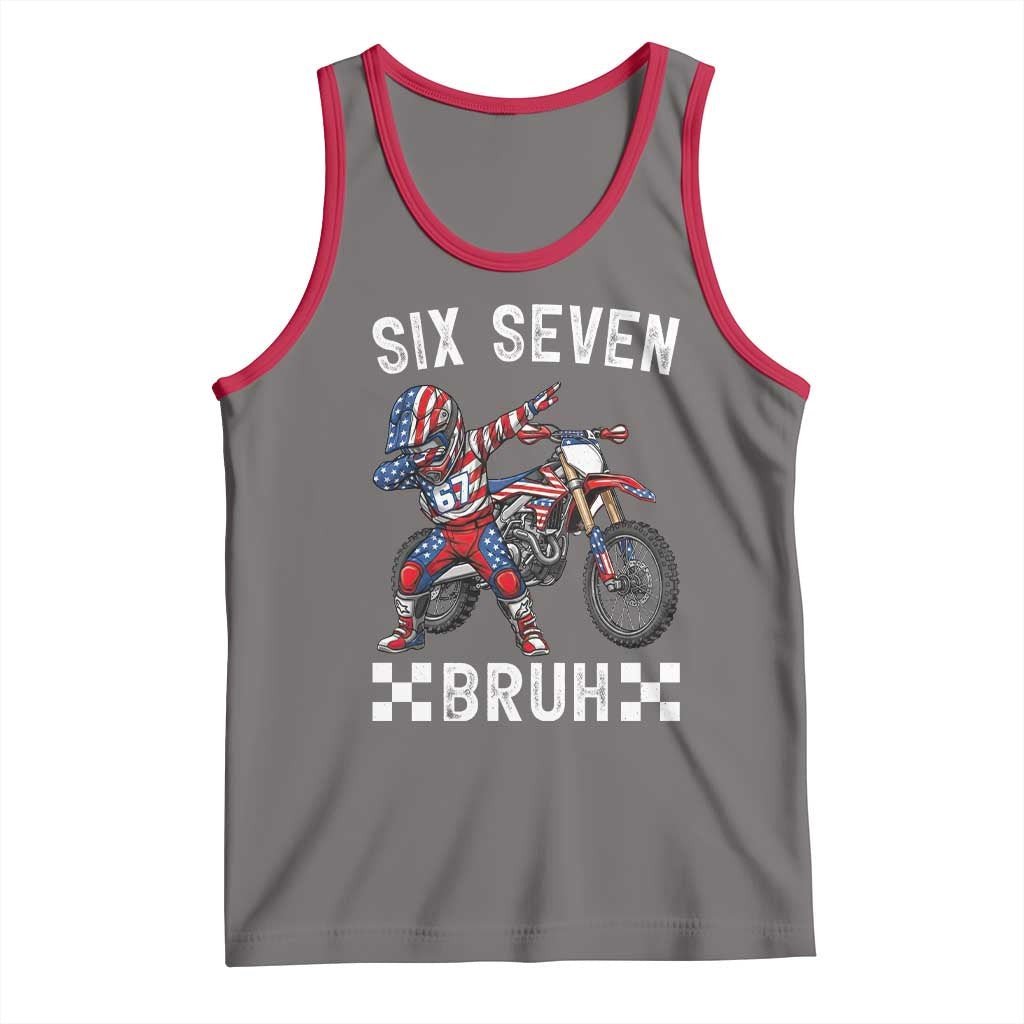 67 Bruh Meme Tank Top Funny Six Seven Dirt Bike Patriotic American Flag - Wonder Print Shop