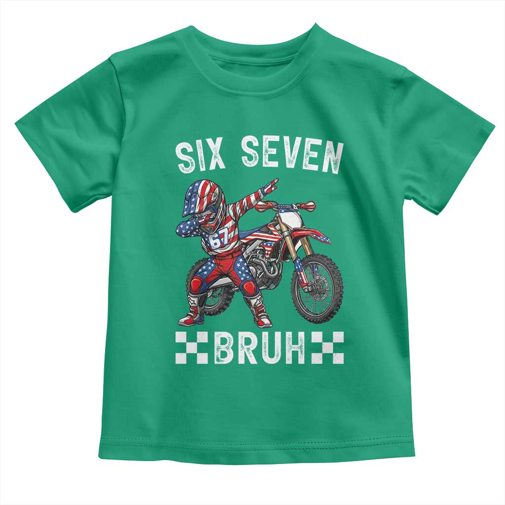 67 Bruh Meme Toddler T Shirt Funny Six Seven Dirt Bike Patriotic American Flag - Wonder Print Shop
