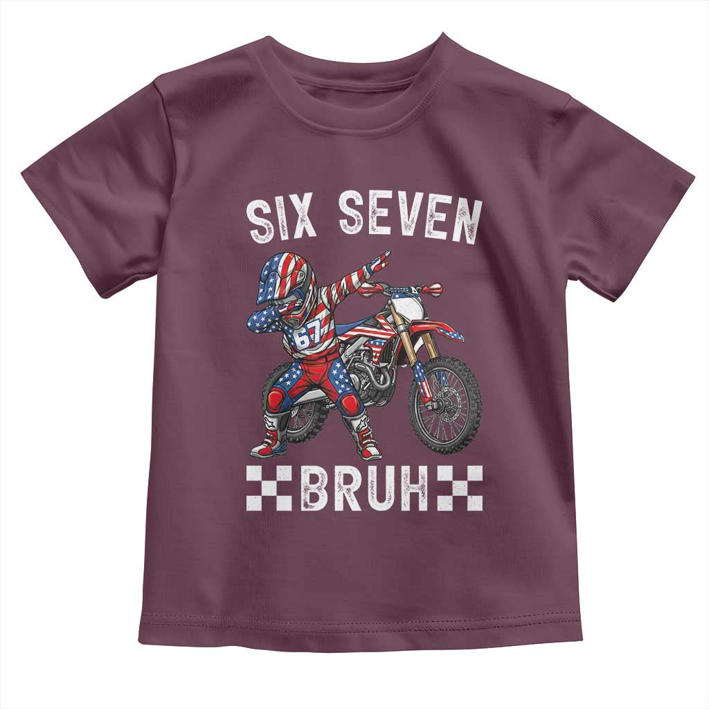 67 Bruh Meme Toddler T Shirt Funny Six Seven Dirt Bike Patriotic American Flag - Wonder Print Shop